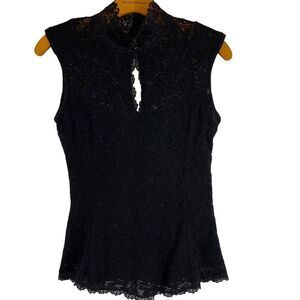 High Heels Women's size XS black stretch lace Sleeveless mock Turtle neck top